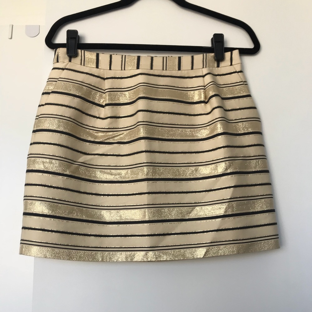 J. Crew cream & gold skirt